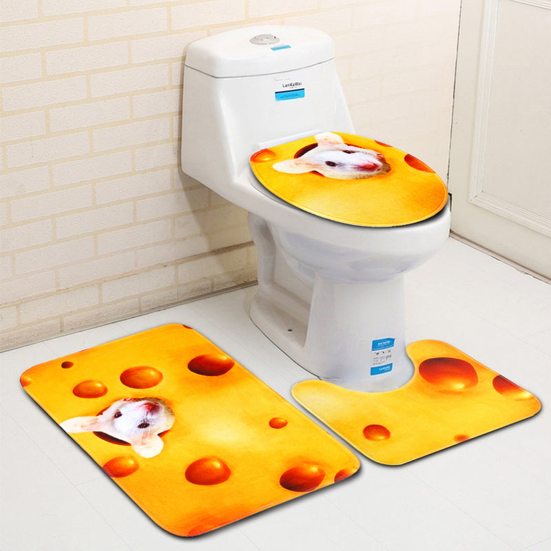 3PCS Non-Slip Bathroom Washable Carpet Animal Bathroom Rug Toilet Cover Mat