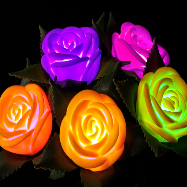 Colorful LED Simulation Rose Flower Wedding Valentines Party Decoration Gift