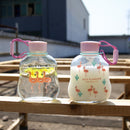 Portable Cup Lovely Flamingo Pattern Glass Cup Children Favorite Water Bottle Glass Cup