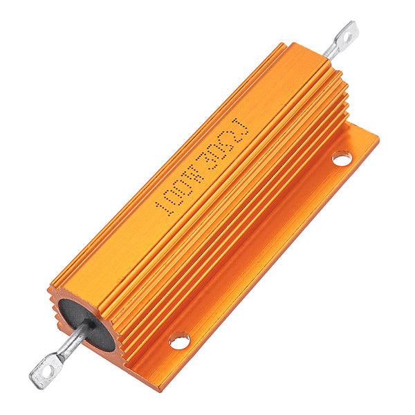 5pcs RX24 100W 30R 30RJ Metal Aluminum Case High Power Resistor Golden Metal Shell Case Heatsink Resistance Resistor