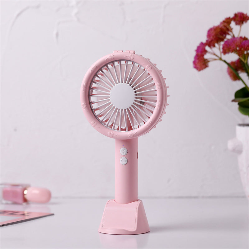 Handheld Table Lamp Fan Mini Portable USB Charging Mobile Phone Holder Desktop 3 in 1 Lighting
