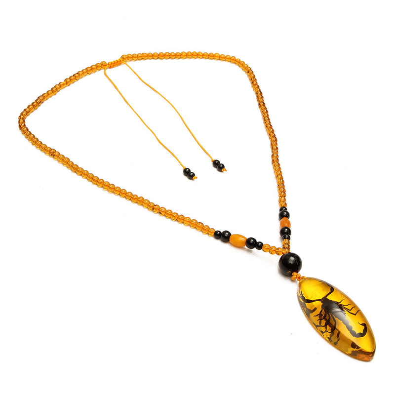 Unique Natural Insects Amber Scorpion Inclusion Pendant Necklace Gemstone Ornament Crafts Gifts Decorations