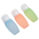 3pcs Silicone Refilliable Bottles Travel Set & Makeup Brushes Cleaner Lotion Cream Shampoo Container