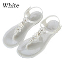 Women's Summer Jelly Flowers Thong Sandals Beach Toe Flip Flops Flats Shoes