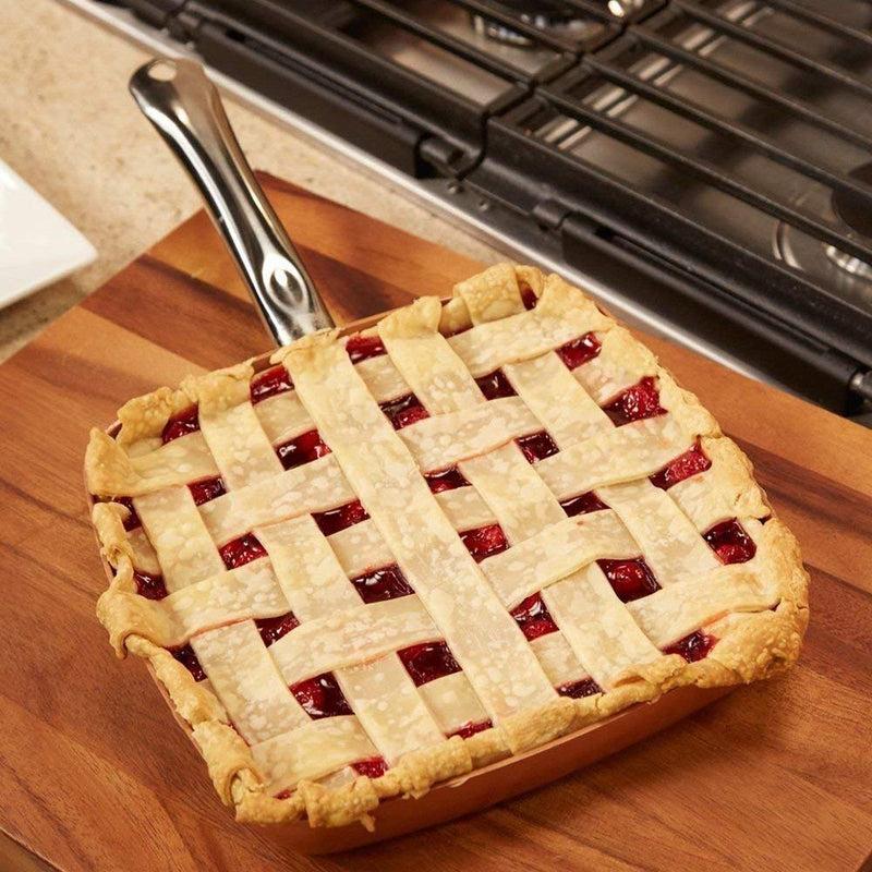 Non-stick Copper Square Pan with Ceramic Frying Pan Copper Oven & Dishwasher Chef Square Fry Pan