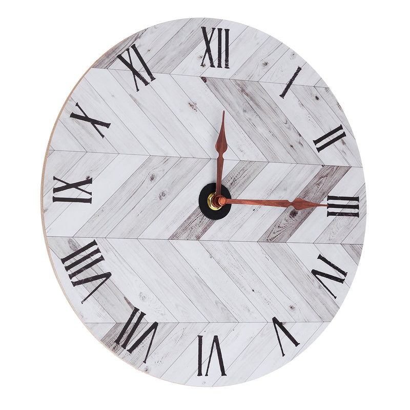 11'' Wood Wall Clock Diameter 28CM with Seamless Hook Round Room Home Bar Decor