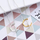 Trendy Cute Moon Cat Necklace Geometric Animal Pendant Necklace Clavicle Chain