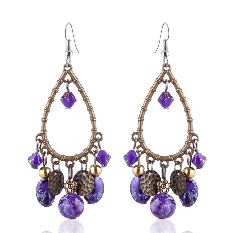 Bohemian Tassels Drop Earrings Long Style Turquoise Earring Retro Women Ear Drop