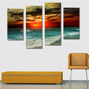 Miico Hand Painted Four Combination Decorative Paintings Beach Sunset Wall Art For Home Decoration