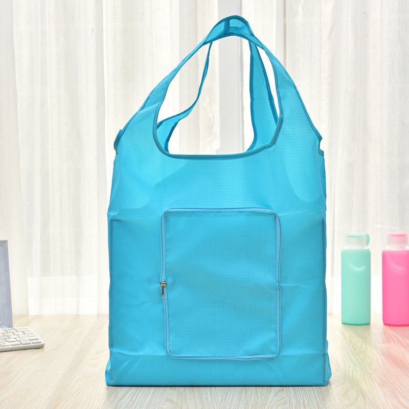 Solid Polyester Waterproof Shopping Bag Reusable Foldable Tote Shoulder Bag