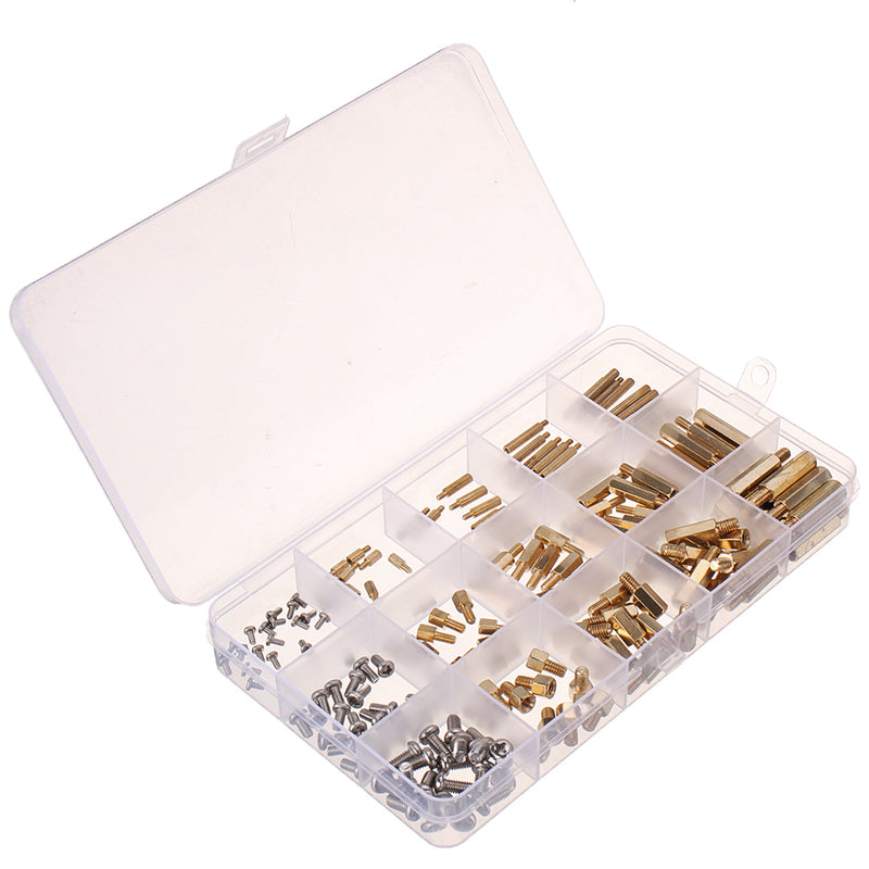 Suleve MXBH1 360Pcs M2/M3/M4 Male-Female Female-Female Knurled Brass Round Thread Hex Column Standoff Support Spacer Pillar for PCB Board