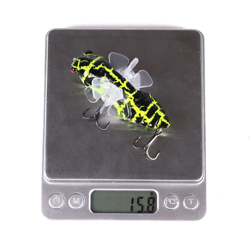 HENGJIA 1PCS Cicada-shaped Fishing Lure Rotating Tail Popper Topwater Swim Crankbait Artificial Hard Bait