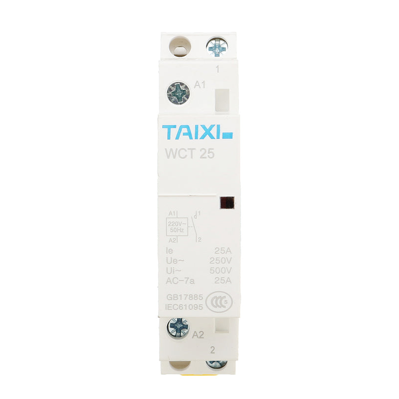 TAIXI 25A 1NO/2NO AC Contactor 24~220V 50/60HZ Din Rail Household AC Modular Contactor