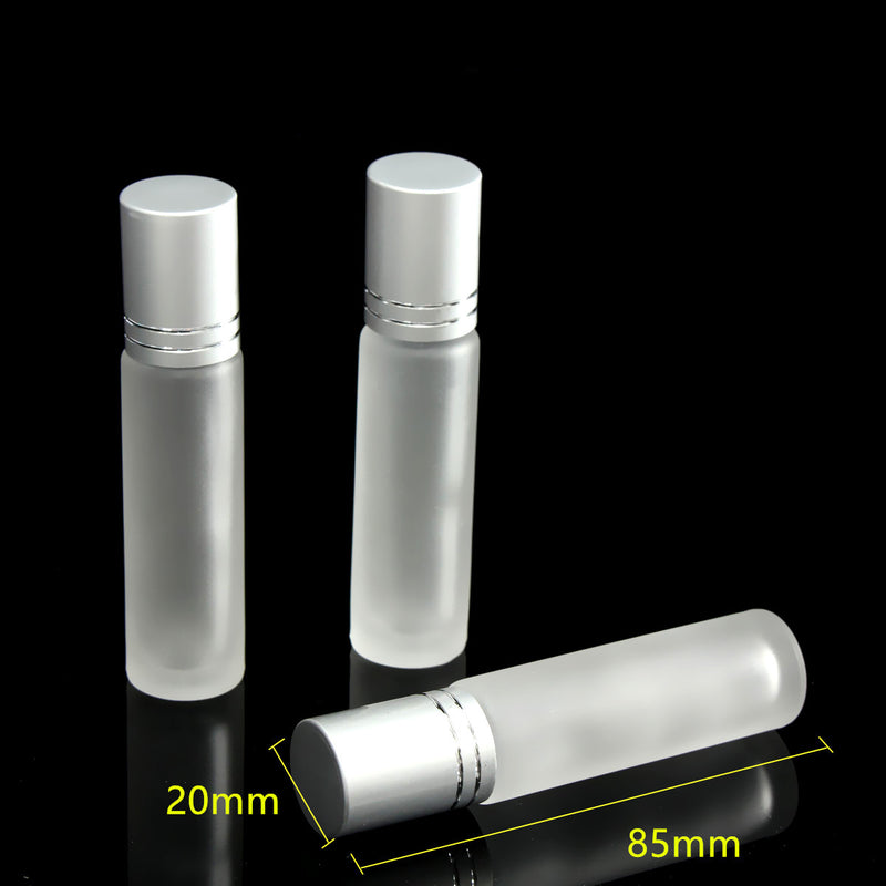 3mL Empty Frosted Glass Roll on Bottle Container Refillable Metal Roller Ball Essential Oil Bottle
