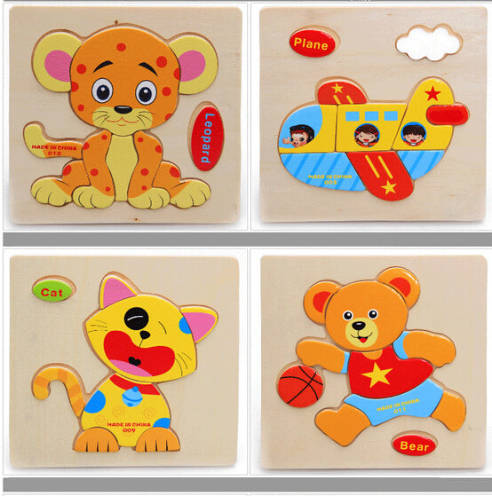 Baby Kid Children Lovely Animal Fruit Vehicle Wooden Early Learning Educational Puzzle Toy