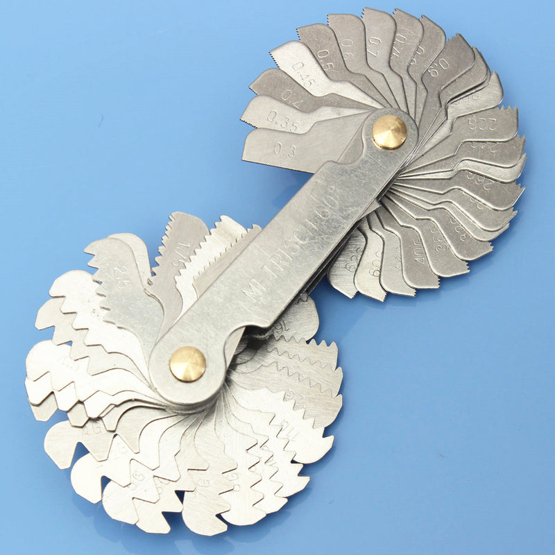 DANIU 4Pcs Screw Thread Pitch Cutting Gauge Tool Set Centre Gage 55&60 Inch&Metric