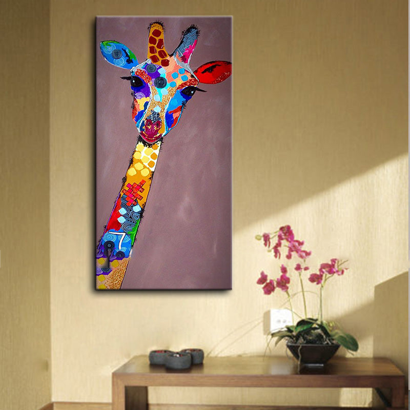 Hand Painted Oil Paintings Animal Giraffe Modern Stretched Canvas Wall Art For Home Decoration Paintings