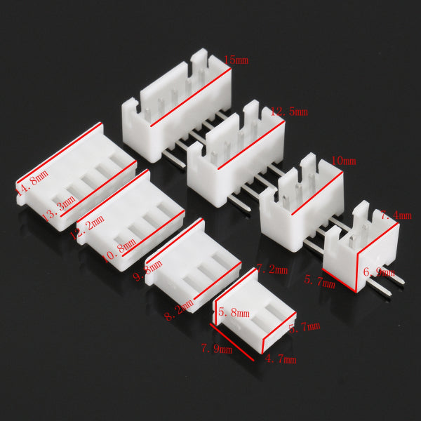 Excellway Terminals 40 Pcs 2p 3p 4p 5pin Right angle JST-XH Male Female Lipo Balance Connector