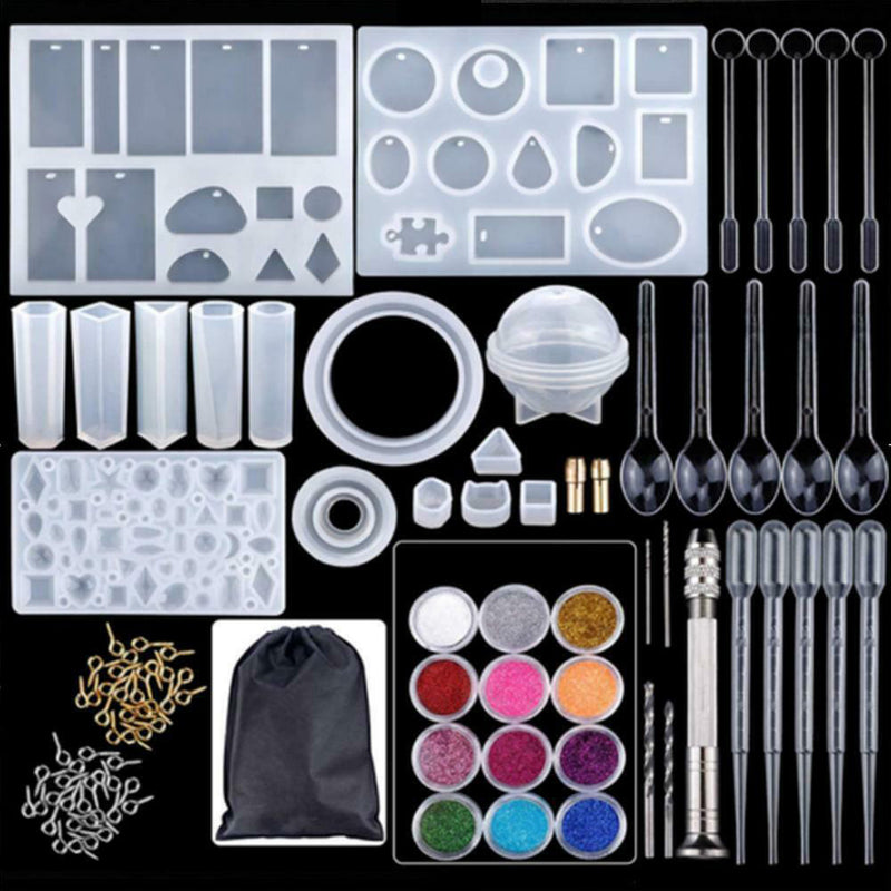 83pcs DIY Silicone Casting Molds Tools Jewelry Pendant Resin Mould Set with Bag
