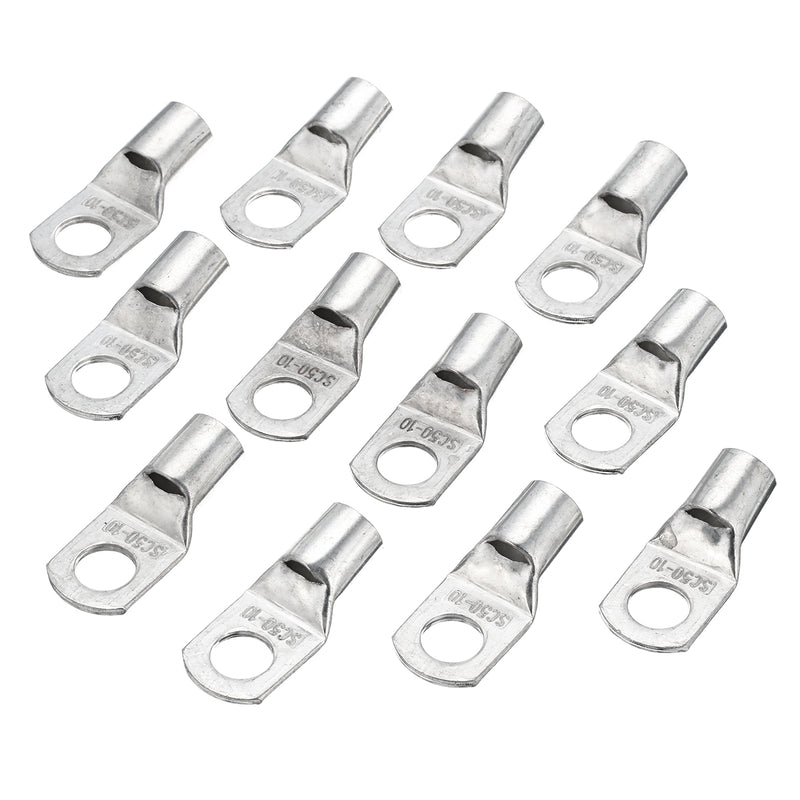 12 Pcs 1/0 AWG Copper Cable Lugs 3/8" Electrical Terminal Block Wire Connectors