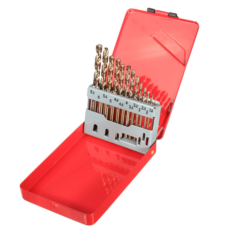 13PCS HSS Drilling Bits Twist Drill Bit With Box Titanium Nitride Coated 1.5-6.5mm Bits Set