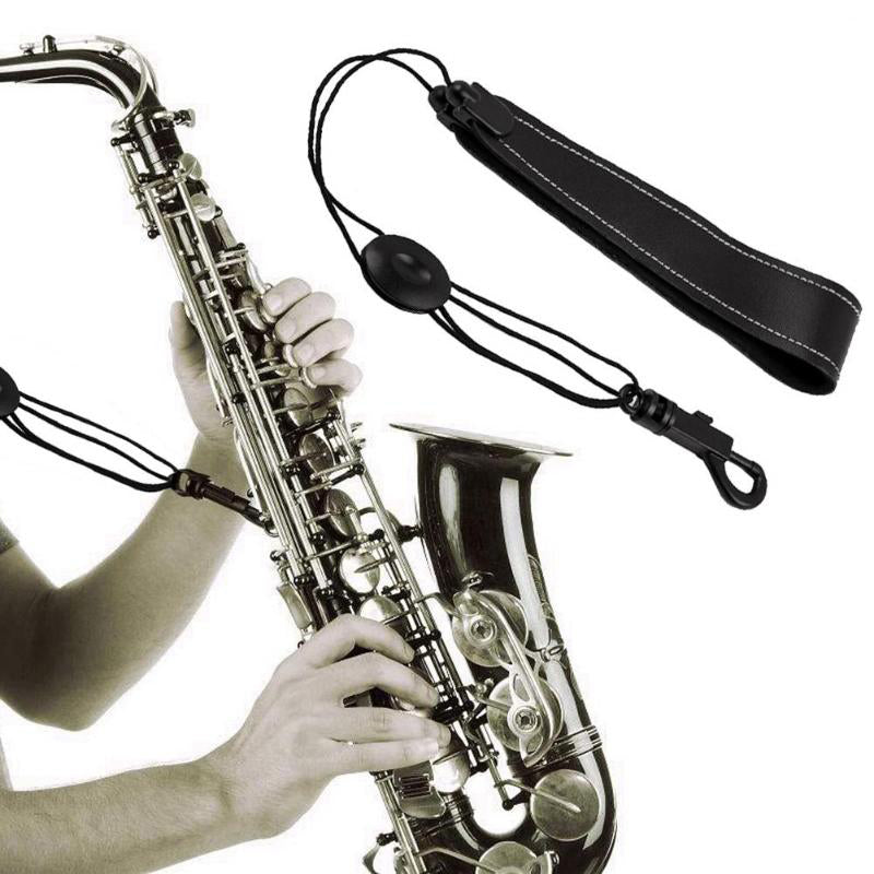 Zebra 1 Pcs Adjustable Saxophone Sax Leather Nylon Padded Neck Strap with Hook Clasp