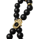 2Ppcs Natural Black Lava Stone Beaded Bracelet Handmade Unisex Bracelets Set