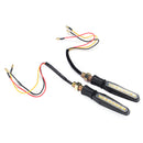 Pair 12V Motorcycle Dual Color LED Turn Signal Indicator DRL Flowing Sequential Lights