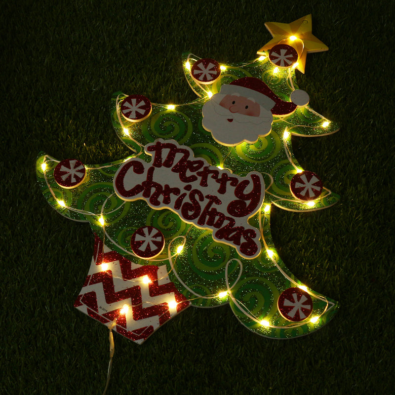 LED Pendant Santa Claus Hanging Ornament with String Light for Holiday Party Home Christmas Tree Decoration