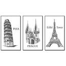 Miico ALTB-A Hand Painted Three Combination Decorative Paintings Architecture Wall Art For Home Decoration