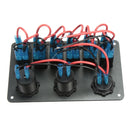 6 Gang LED Rocker Switch USB Charger Socket Volt Meter Panel For Car Marine Boat