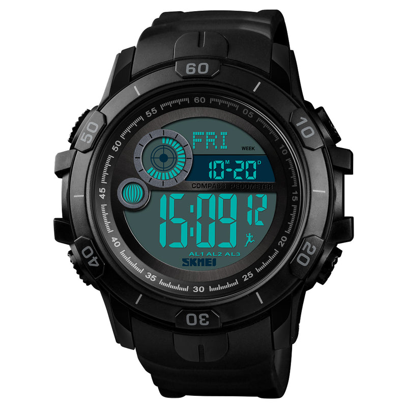 SKMEI 1480 Men Fashion Luminous Display Alarm Clock Compass Calories Distance Modes Smart Digital Watch