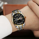 WLISTH Men Full Steel Belt Quartz Watch Business Luminous Waterproof Calendar Casual Wristwatch