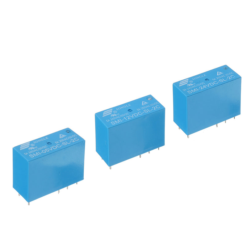 5Pcs SMI-05V/12V/24VDC-SL-2C 5V 12V 24V DC 5A 250VAC/30VDC 8Pin Relay Module