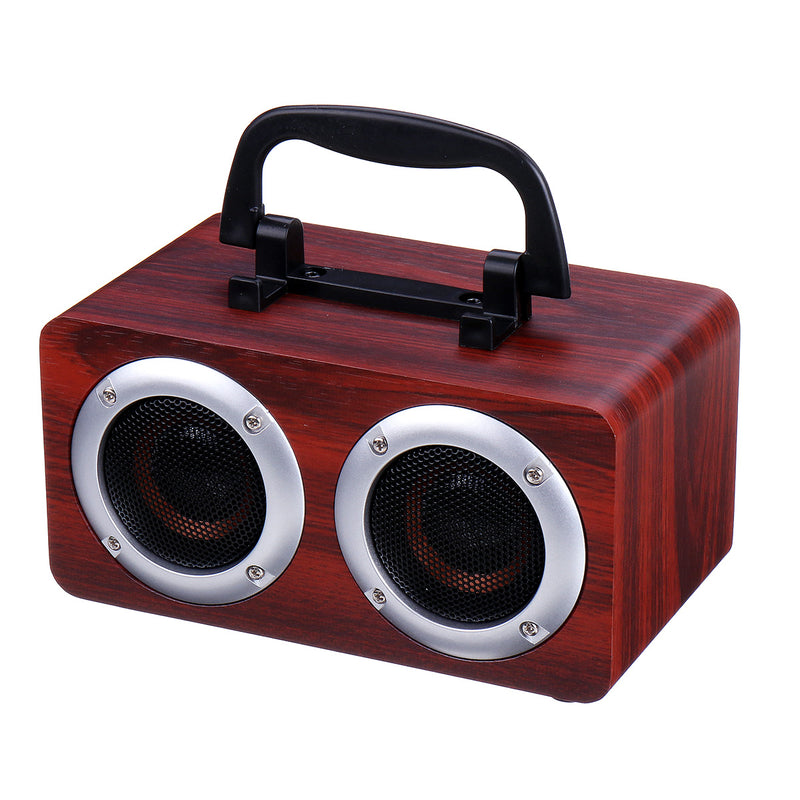 W5B Wooden Wireless bluetooth Speaker Dual Units Stereo Bass TF Card AUX Speaker with Mic