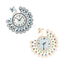 Large 3D Gold Diamond Peacock Wall Clock Metal Watch For Home Living Room Decoration DIY Clocks Crafts Ornaments Gift 53x53cm