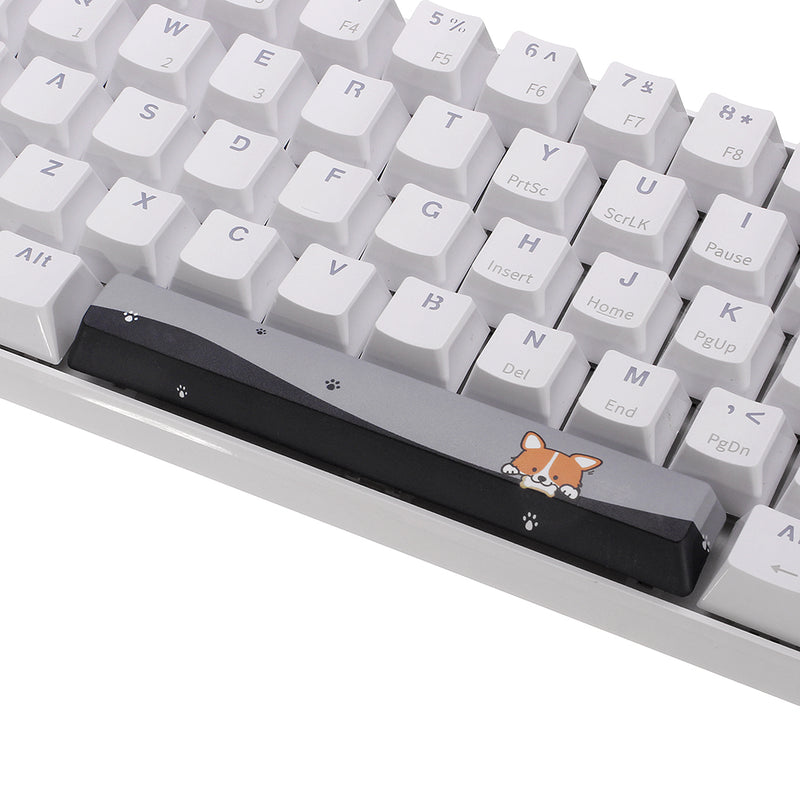 Five-sided Dyesub PBT OEM Profile Yellow Dog Space Bar 6.25u Novelty Keycap for GK61 Black Case and Cherry MX Switch Keyboard