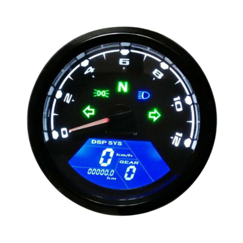 12000RPM Waterproof LCD Digital Motorcycle Speedometer Odometer Tachometer MPH/KMH Universal