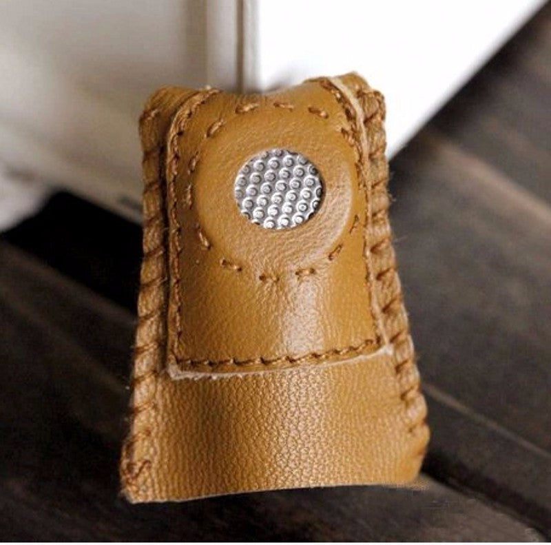 Handmade Patchwork Faux Leather Thimble Finger Sets With Metal Tip DIY Sewing Tools Hand Needlework