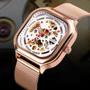 SKMEI 9184 Fashion Men Automatic Watch Waterproof Hollow Art Stainless Steel Strap Mechanical Watch