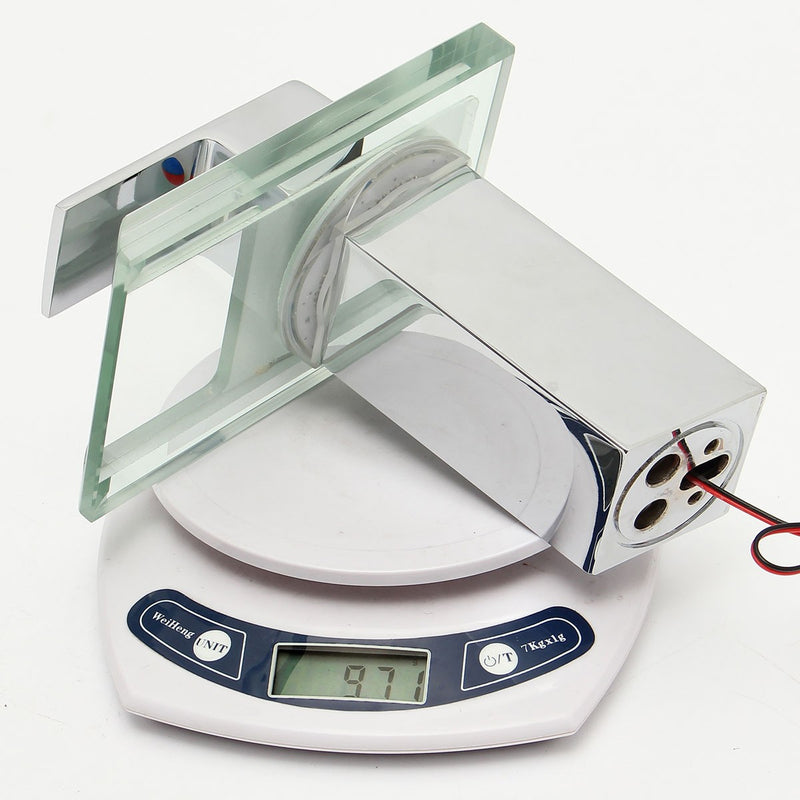 LED Bathroom Sink Faucet Waterfall Water Flow Chrome One Hole/Handle Vessel