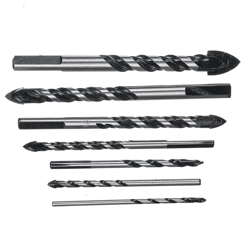 7pcs 3/4/5/6/8/10/12mm Triangle Twist Drill Bit Concrete Glass Ceramic Tile Marble Drill Bit Set