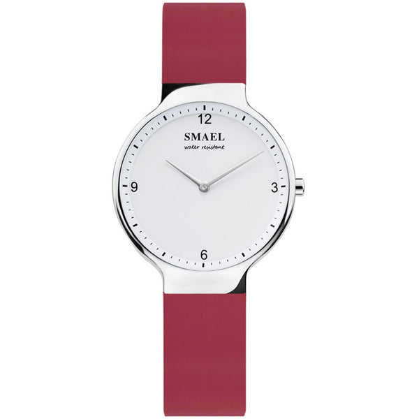 SMAEL 1835 Simple Women Fashion Silicone Strap Thin Dial Waterproof Quartz Watch