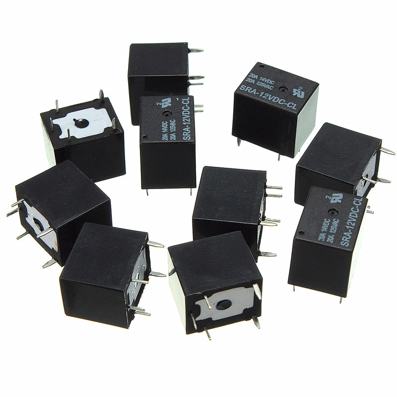 30pcs 5 Pin Relay 12V DC 20A Coil Power Relay SRA-12VDC-CL