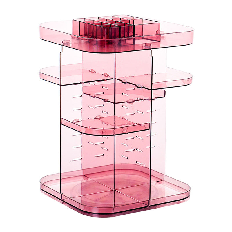 Adjustable 360 Rotating Makeup Jewelry Box Square Storage Rack Organizer Stand Display