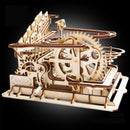 3D Self-Assembly Wooden Marble Run Handcrank Waterwheel Magic Crush Puzzle Building Kits Mechanical Model Gift