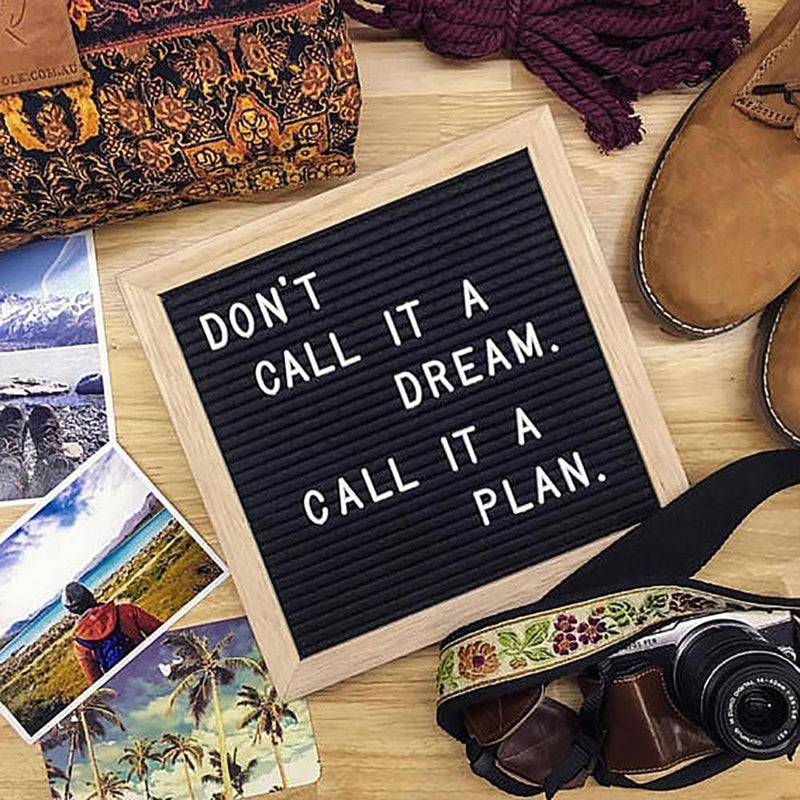 Black Felt Letter Message Board Home Restaurant Changeable Message Oak Stand w/ 340 White Letters