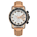 LONGBO 80176 Chronograph Calendar Quartz Watch Waterproof Leather Strap Men Watch