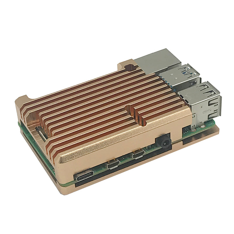 Armor Aluminum Alloy Case Gold Protective Shell without Fan Version for Raspberry Pi 4 Model B Only