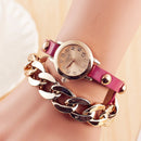 Fashion Women Winding Bracelet Watch Leather Band Ladies Dress Quartz Watch
